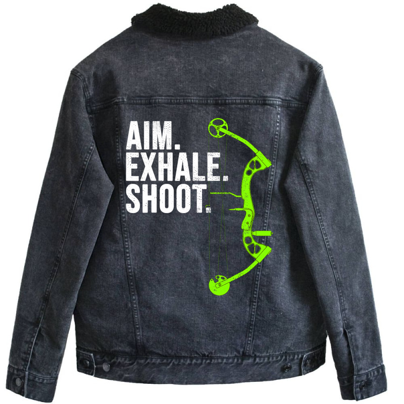 Archery Bow Hunting  Aim Exhale Shoot Unisex Sherpa-lined Denim Jacket | Artistshot