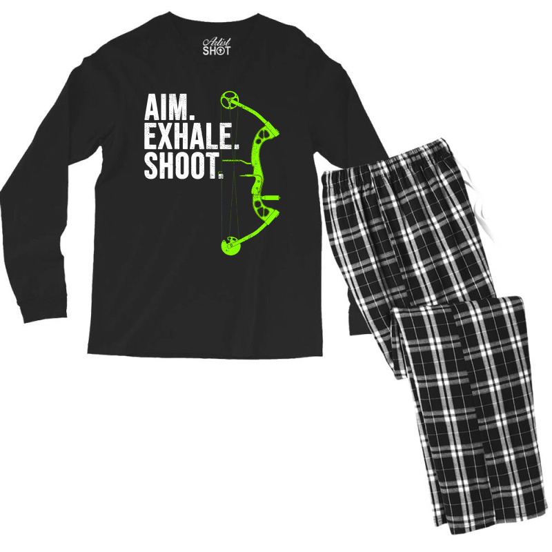 Archery Bow Hunting  Aim Exhale Shoot Men's Long Sleeve Pajama Set | Artistshot