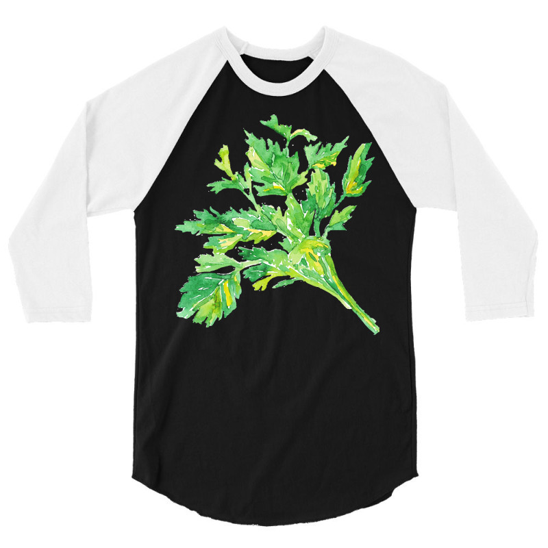 Parsley Wall Herb Watercolor T Shirtparsley Wall Poster Herb Watercolo 3/4 Sleeve Shirt by hegmannaugustine848 | Artistshot