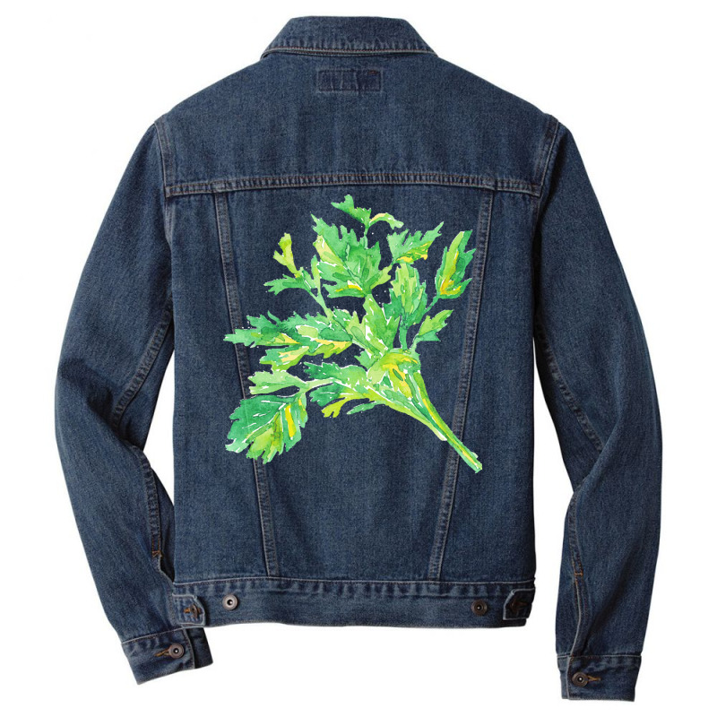 Parsley Wall Herb Watercolor T Shirtparsley Wall Poster Herb Watercolo Men Denim Jacket by hegmannaugustine848 | Artistshot