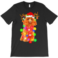 Poodle Christmas T  Shirt Poodle Dog Santa Hat Christmas Lights Happy T-shirt | Artistshot