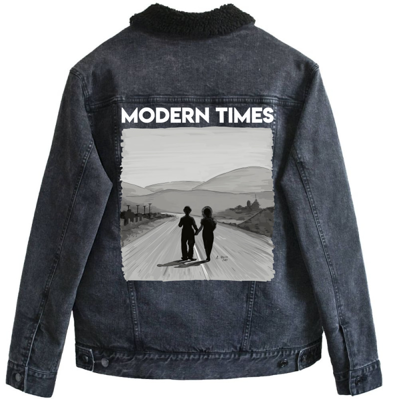 Charly Chaplin   Modern Times Unisex Sherpa-Lined Denim Jacket by chimeyandres5 | Artistshot