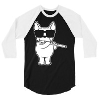 Transverse Flute T  Shirt Flutist Flute Player Dog With Flute T  Shirt 3/4 Sleeve Shirt | Artistshot