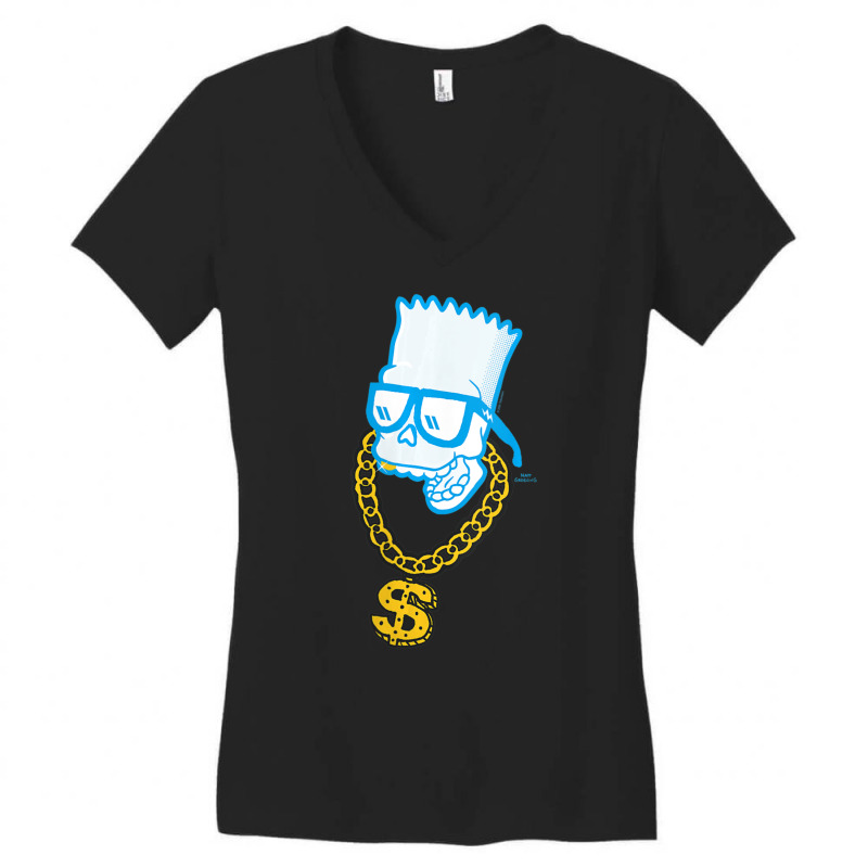 The Simpsons Bart Simpson Skull Bling V-neck Women's V-Neck T-Shirt by nettiemoodyrjn | Artistshot