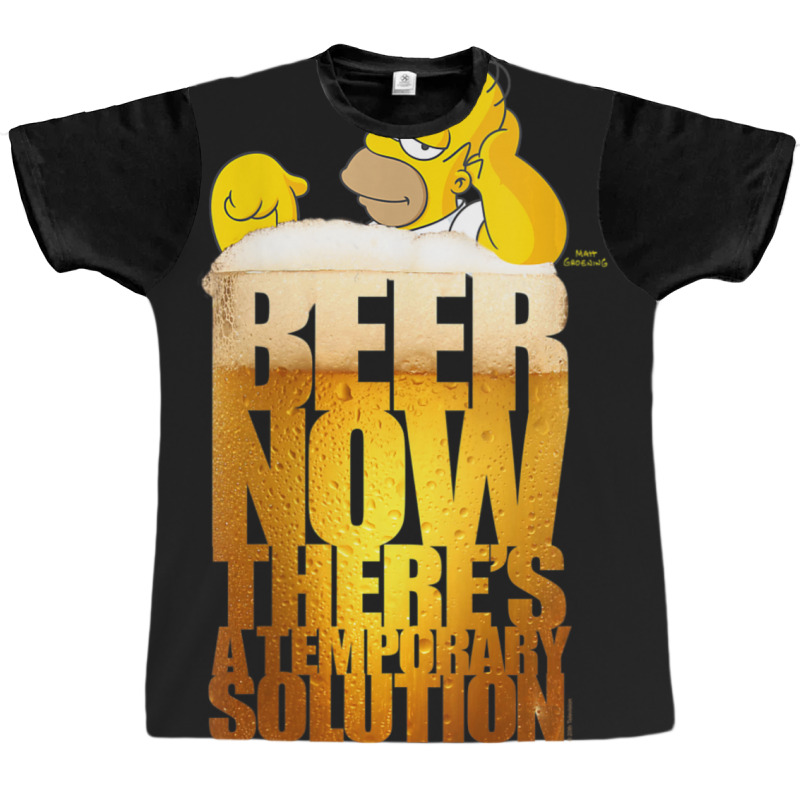 The Simpsons Homer Simpson Beer Thereâ€™s A Temporary Solution V- Graphic T-shirt by nettiemoodyrjn | Artistshot