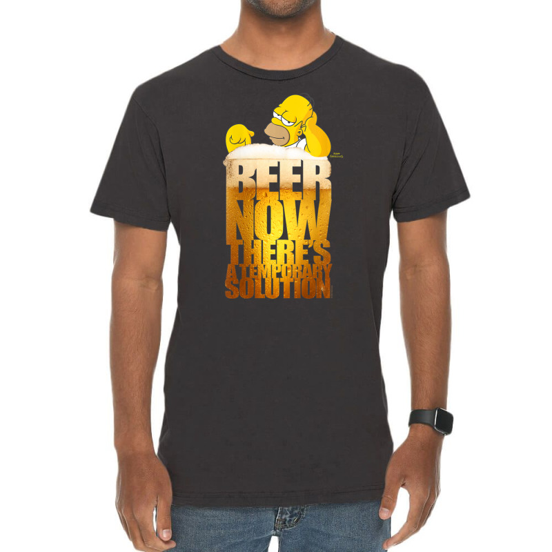 The Simpsons Homer Simpson Beer Thereâ€™s A Temporary Solution V- Vintage T-Shirt by nettiemoodyrjn | Artistshot