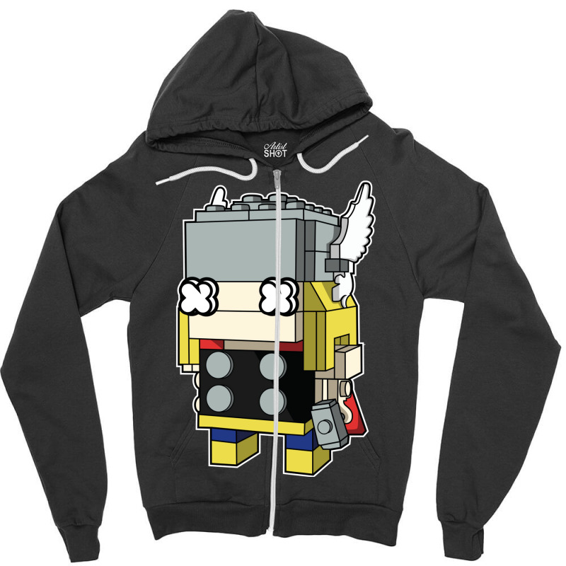 The God Of Thunder Brick Head Zipper Hoodie | Artistshot