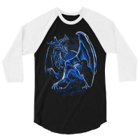 Dragon Blue Rpg Table Top Game Geometry Role Player 3/4 Sleeve Shirt | Artistshot