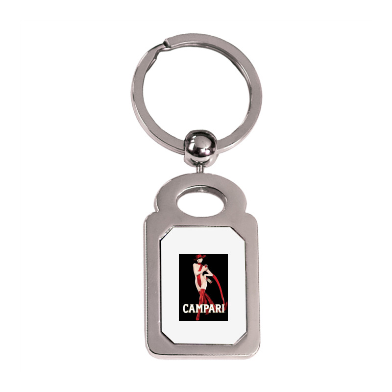 Woman Models Campari Red Poster Silver Rectangle Keychain | Artistshot