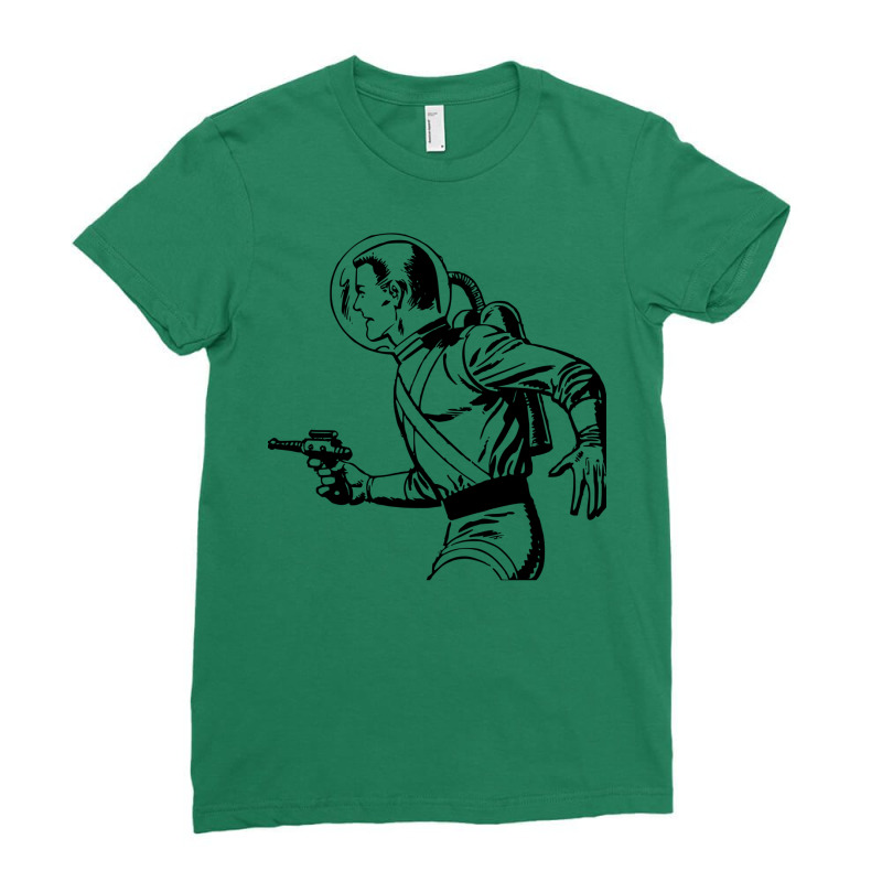 Retro Space Man With Ray Gun Ladies Fitted T-Shirt by kuckjoanzh | Artistshot