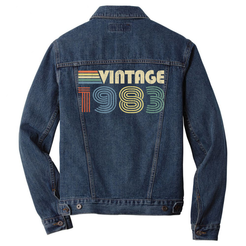 Vintage 1983 37th Birthday Gift Born In 1983 37 Years Old Men Denim Jacket by alcapethaty | Artistshot