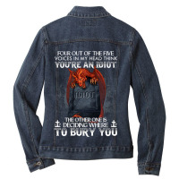 Dragon Four Out Of The Five Voices In My Head Think Ladies Denim Jacket | Artistshot