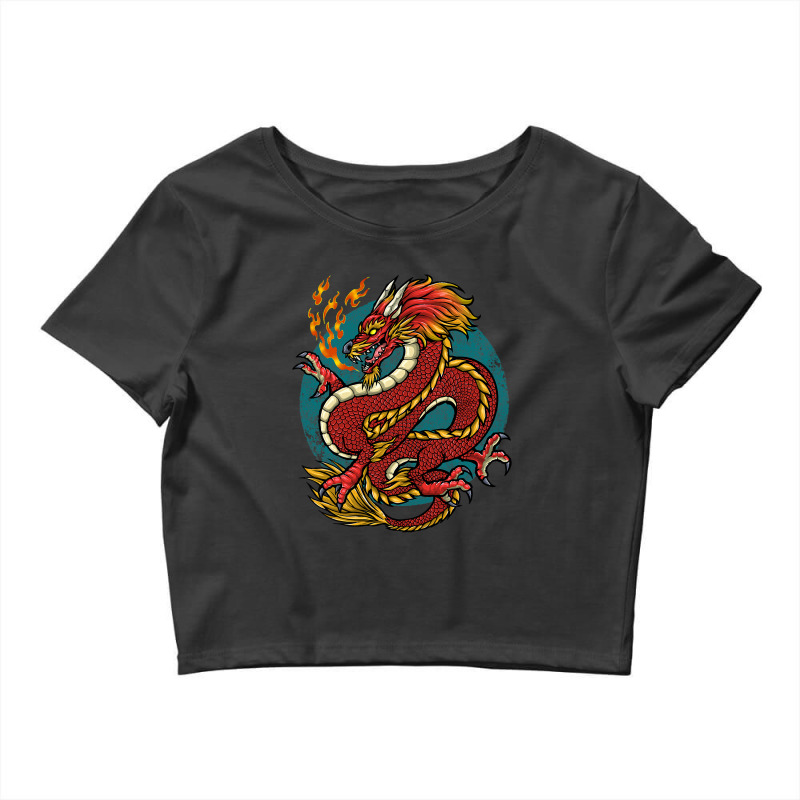 Chinese Japanese Dragon Red Crop Top by whoretacarpal | Artistshot