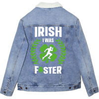 Irish I Was Faster Funny Running St Patricks Day Unisex Sherpa-lined Denim Jacket | Artistshot