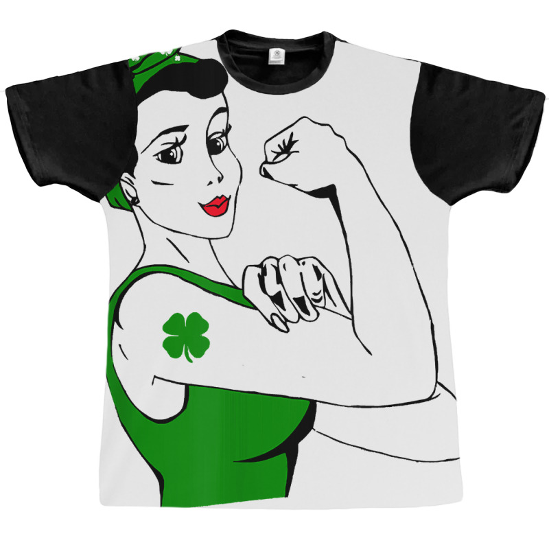Irish Rosie The Riveter Funny Cute St Patricks Day Graphic T-shirt | Artistshot