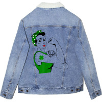 Irish Rosie The Riveter Funny Cute St Patricks Day Unisex Sherpa-lined Denim Jacket | Artistshot