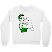 Irish Rosie The Riveter Funny Cute St Patricks Day Crewneck Sweatshirt | Artistshot