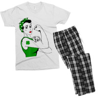 Irish Rosie The Riveter Funny Cute St Patricks Day Men's T-shirt Pajama Set | Artistshot