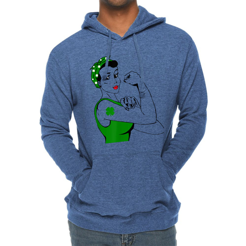Irish Rosie The Riveter Funny Cute St Patricks Day Lightweight Hoodie | Artistshot
