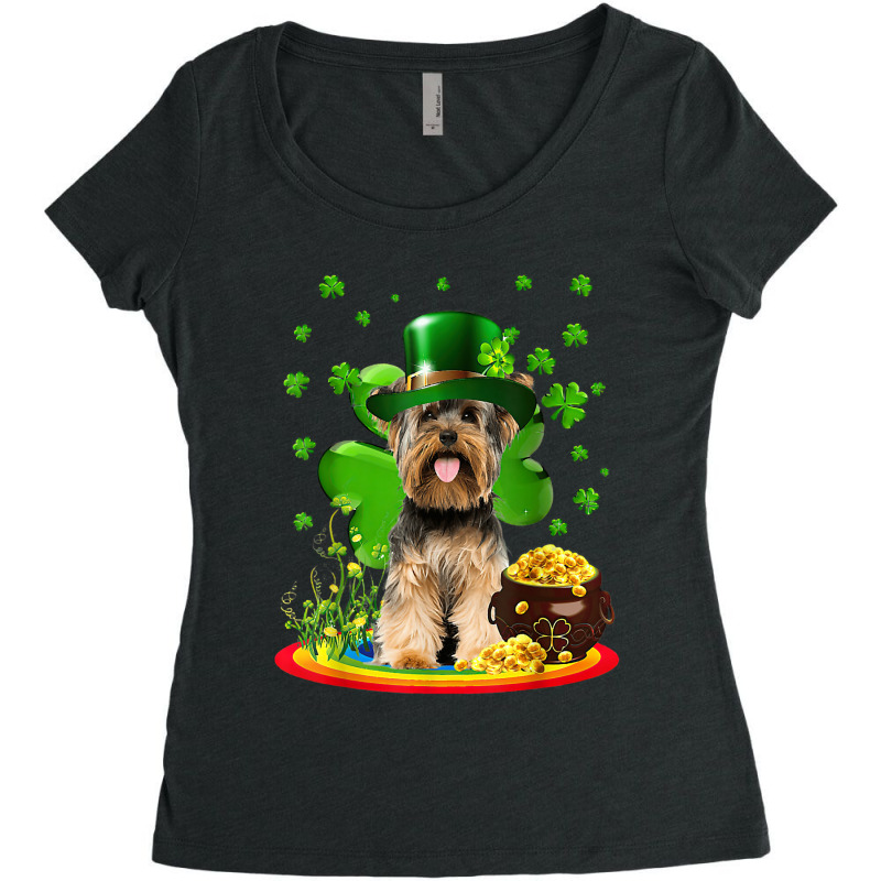 Yorkshire Terrier Dog Shamrock St Patricks Day Dog Women's Triblend Scoop T-shirt by whoretacarpal | Artistshot