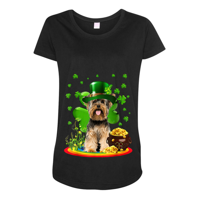 Yorkshire Terrier Dog Shamrock St Patricks Day Dog Maternity Scoop Neck T-shirt by whoretacarpal | Artistshot