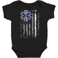 Thin White Line Ems Emt Paramedic American Flag Gift Tank Top Baby Bodysuit | Artistshot