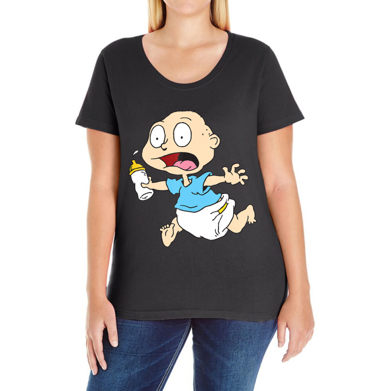 Tommy Running Away With Milk Bottle Ladies Curvy T-Shirt by yesiikarpew | Artistshot