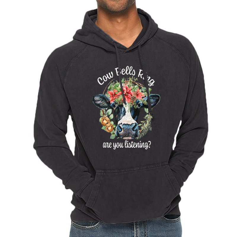 Bells Ring Are You Listening Christmas Funny Cow 1 Vintage Hoodie | Artistshot