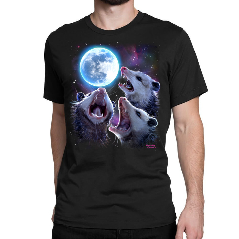 Three Opossums Howling At The Moon Funny Possum Classic T-shirt by donellajeremykoa | Artistshot