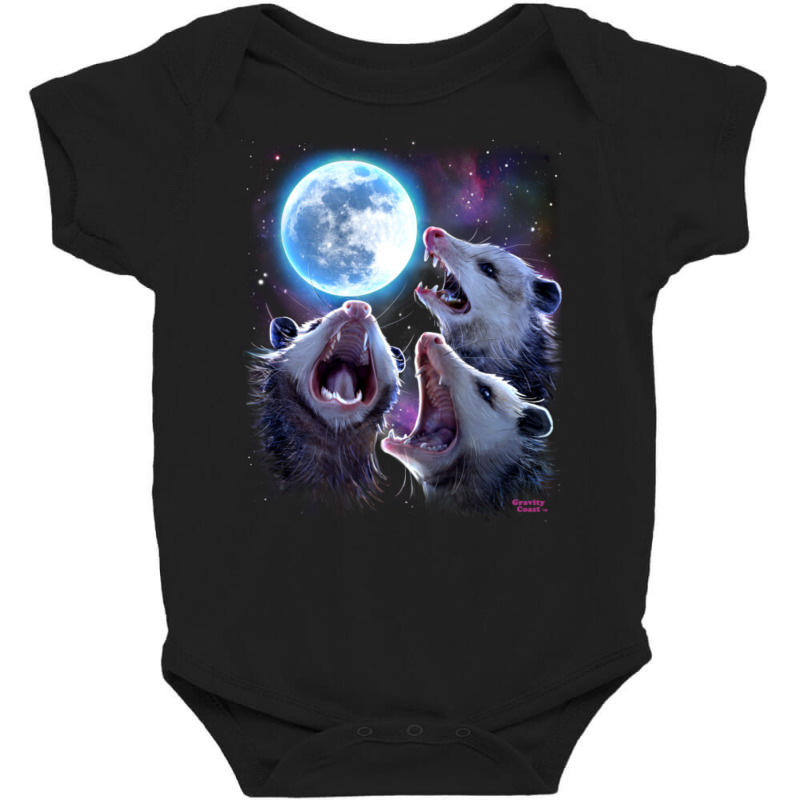 Three Opossums Howling At The Moon Funny Possum Baby Bodysuit by donellajeremykoa | Artistshot