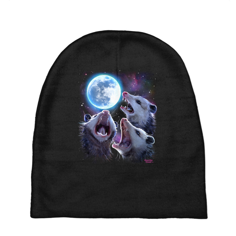 Three Opossums Howling At The Moon Funny Possum Baby Beanies by donellajeremykoa | Artistshot