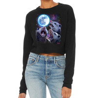 Three Opossums Howling At The Moon Funny Possum Cropped Sweater | Artistshot