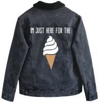 I'm Just Here For The Ice Cream Meme Cute Vanilla  Unisex Sherpa-lined Denim Jacket | Artistshot