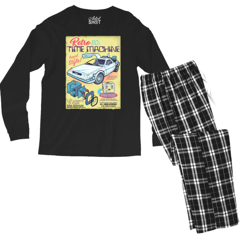 Retro Time Machine Men's Long Sleeve Pajama Set | Artistshot