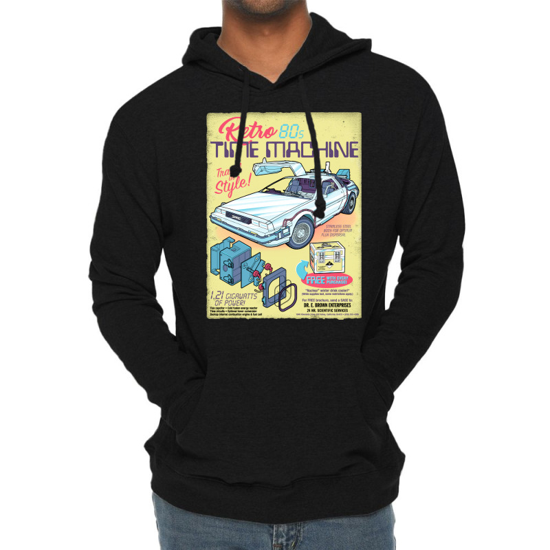 Retro Time Machine Lightweight Hoodie | Artistshot