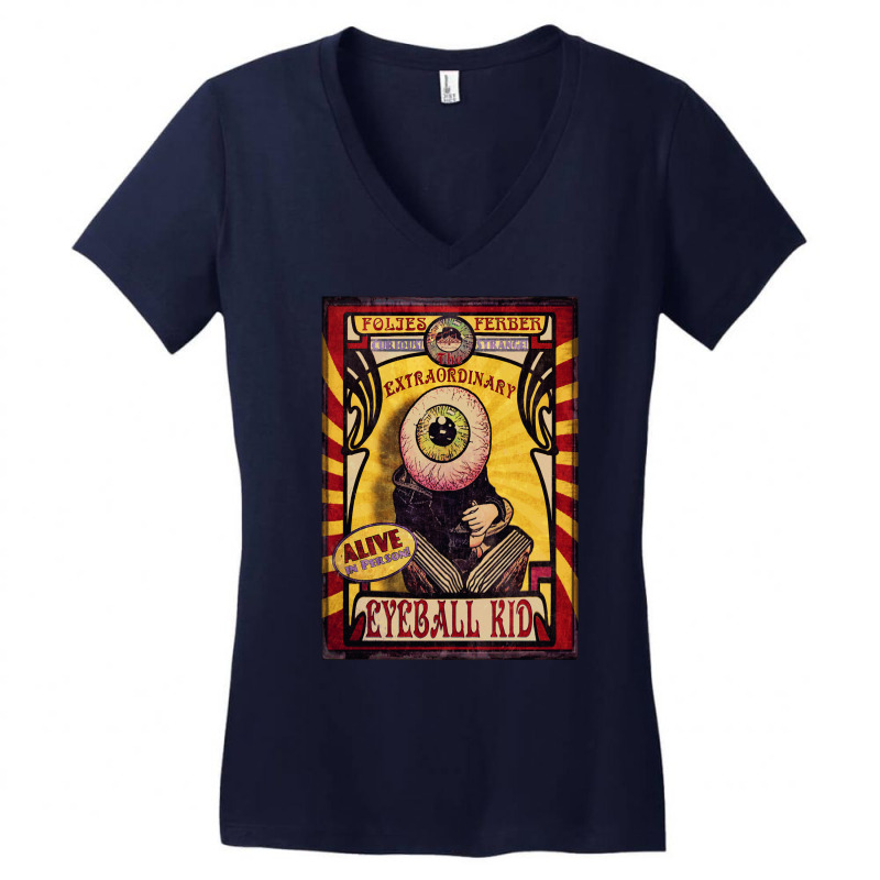 The Extraordinary Eyeball Kid Sideshow Poster Women's V-Neck T-Shirt by samarunasthol | Artistshot