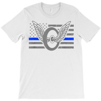 Motor Officer   Thin Blue Line Flag   Motorcycle C T-shirt | Artistshot