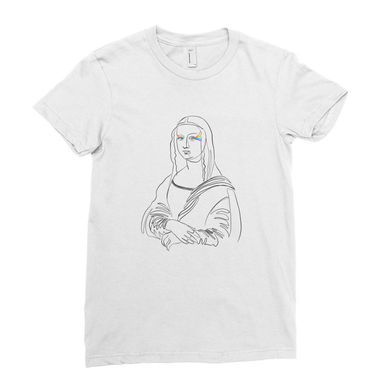 Mona Lisa Line Art Ladies Fitted T-Shirt by autlu2024 | Artistshot