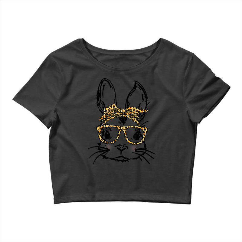 Cute Bunny Wearing Glasses Leopard Easter Day Crop Top | Artistshot