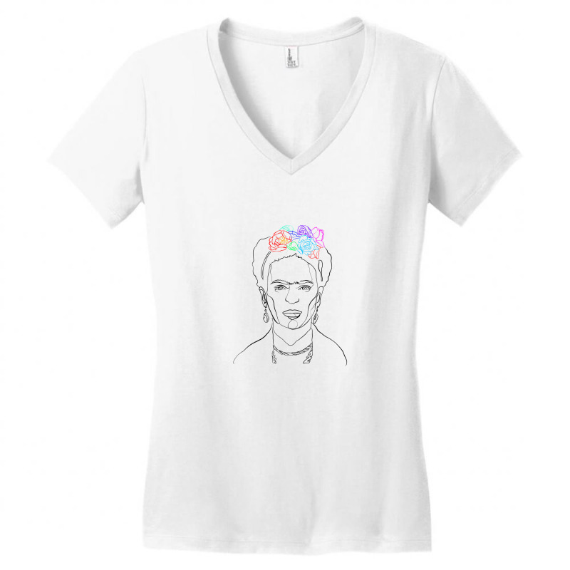 Frida Kahlo Line Art Women's V-Neck T-Shirt by autlu2024 | Artistshot