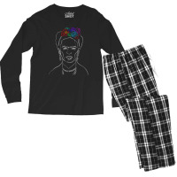 Frida Kahlo Line Art For Dark Men's Long Sleeve Pajama Set | Artistshot