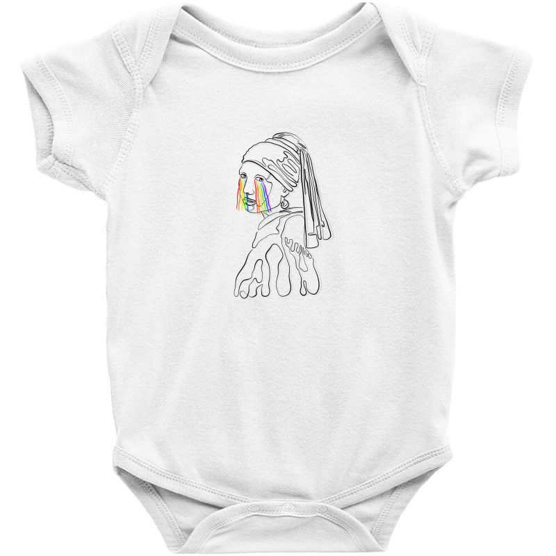 Girl With A Pearl Earring Line Art Baby Bodysuit by autlu2024 | Artistshot