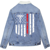 Radiology Technologist American Flag Patriotic Med Unisex Sherpa-lined Denim Jacket | Artistshot