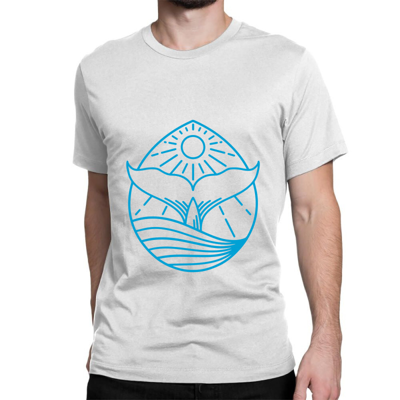 Blue Whale Tail Lineart Classic T-shirt | Artistshot