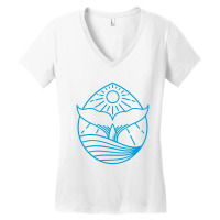 Blue Whale Tail Lineart Women's V-neck T-shirt | Artistshot