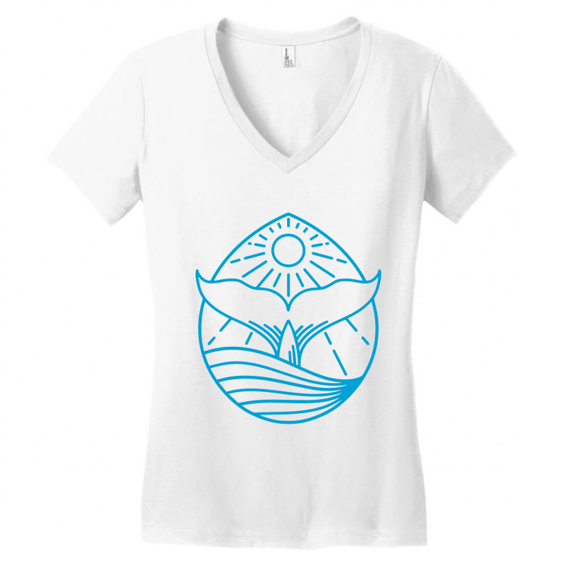 Blue Whale Tail Lineart Women's V-neck T-shirt | Artistshot