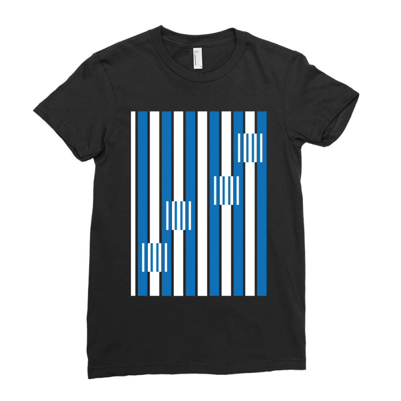 Vertical  Blue And White Striped Ladies Fitted T-Shirt by JONNELLENORTONN | Artistshot