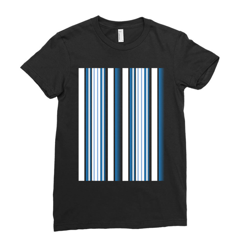 Vertical  Blue Gradient And White Striped Ladies Fitted T-Shirt by JONNELLENORTONN | Artistshot