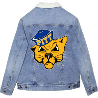 Vintage Pittsburg Panther Mascot Wearing A Cap Unisex Sherpa-lined Denim Jacket | Artistshot