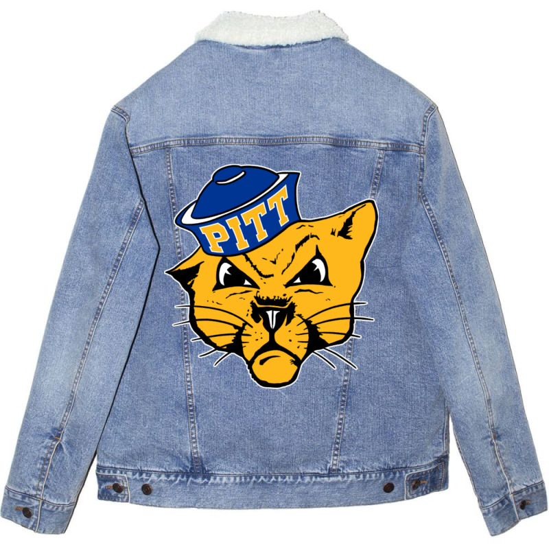 Vintage Pittsburg Panther Mascot Wearing A Cap Unisex Sherpa-lined Denim Jacket | Artistshot